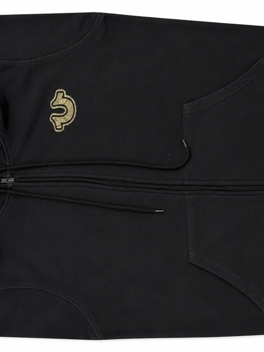 True Religion Black Hooded Zip Sweatshirt with Signature Label